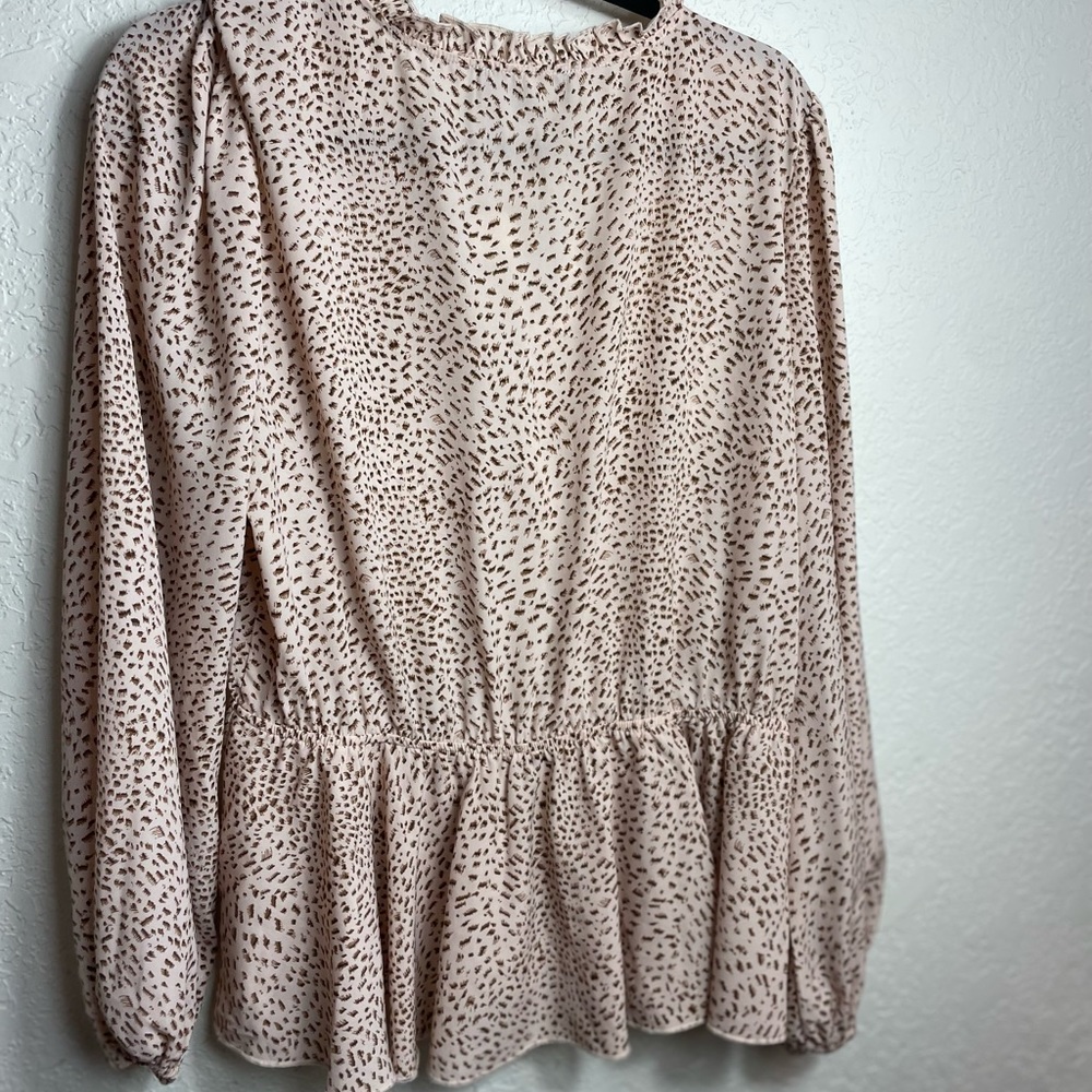 Aakaa Cheetah Print Button Up Drawstring Blouse S… - image 4